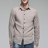 Autumn Solid Lapel Single Breasted Loose Shirt