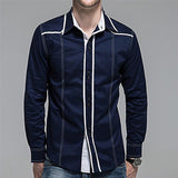 Contrast Color Lapel Patchwork Shirt