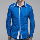 Contrast Color Lapel Patchwork Shirt