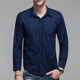 Stylish Solid Easy Match Lapel Long Sleeve Shirt