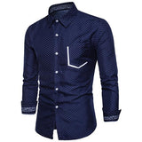 Dot Printed Lapel Easy Match Men Shirt