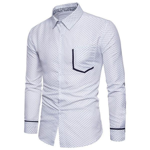 Dot Printed Lapel Easy Match Men Shirt