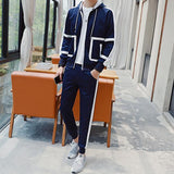 Color Hooded Long Pant Men Suit