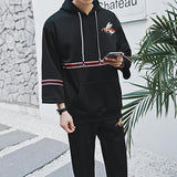 Chic Contrast Color Hooded Embroidery Men Suit