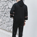 Chic Contrast Color Hooded Embroidery Men Suit
