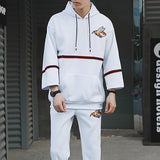 Chic Contrast Color Hooded Embroidery Men Suit