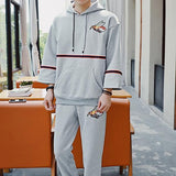 Chic Contrast Color Hooded Embroidery Men Suit