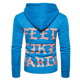 Hip-Hop Letter Printed Personality Zipper Men Hoodies