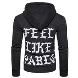 Hip-Hop Letter Printed Personality Zipper Men Hoodies