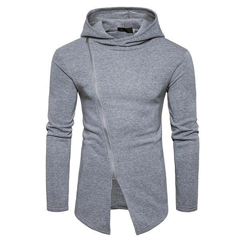 Street Style Inclined Zipper Hooded Fitted Hoodies