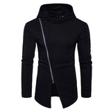 Street Style Inclined Zipper Hooded Fitted Hoodies