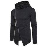 Street Style Inclined Zipper Hooded Fitted Hoodies