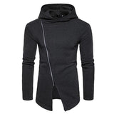 Street Style Inclined Zipper Hooded Fitted Hoodies