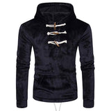 Euro Horns Button Pullover Coral Velvet Men Hoodies