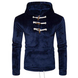 Euro Horns Button Pullover Coral Velvet Men Hoodies