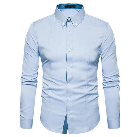 Solid Lapel Single Breasted Fitted Shirt