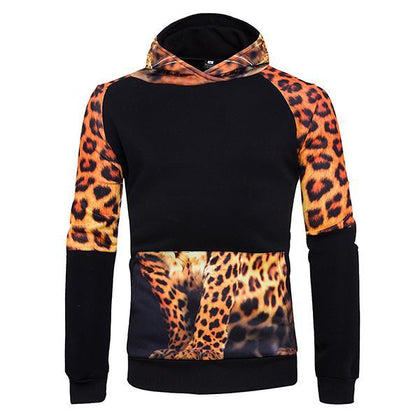 Stylish Personality Leopard Printed Hooded Men Hoodies