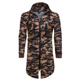 Camouflage Printed Hooded Sporty Men Long Hoodies