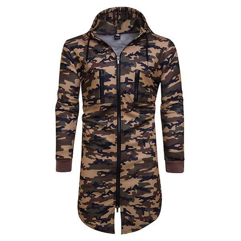 Camouflage Printed Hooded Sporty Men Long Hoodies