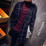Fashion Plaid Trim Collar Easy Match Cardigan Coat