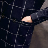 Fashion Plaid Trim Collar Easy Match Cardigan Coat
