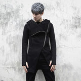 Stage Style Zipper Design Hooded Asymmetrical Hoodies