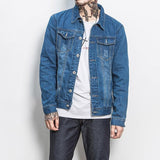 Lapel Chest Pocket Short Denim Jacket For Man