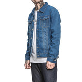 Lapel Chest Pocket Short Denim Jacket For Man