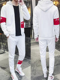 Color Match Cardigan Long Pant Hoodies Suit