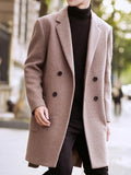 New Pocket Design Loose Double Breasted Woolen Coat