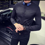 Embroidery Lapel Long Sleeve Shirt