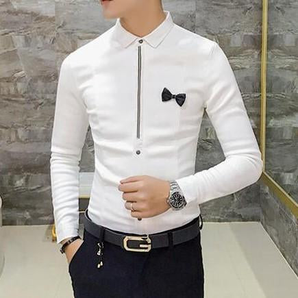 Solid Simple Design Fitted Long Sleeve Youthful Shirt